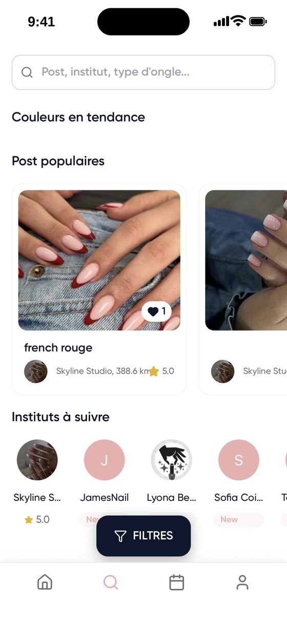 Onglet Découverte de Mallow : posts populaires et instituts à suivre
