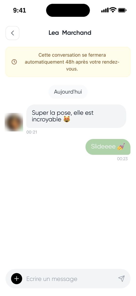 Messagerie Mallow entre une cliente et sa prothésiste
